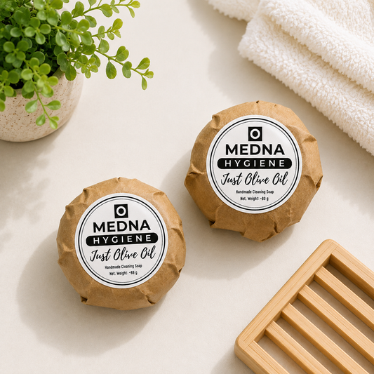 Just Olive Oil by Medna Hygiene, Twin Pack of 100% Olive Oil Handmade Round Soap