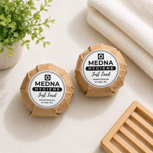 Just Lard by Medna Hygiene, Twin Pack of 100% Lard Handmade Round Soap
