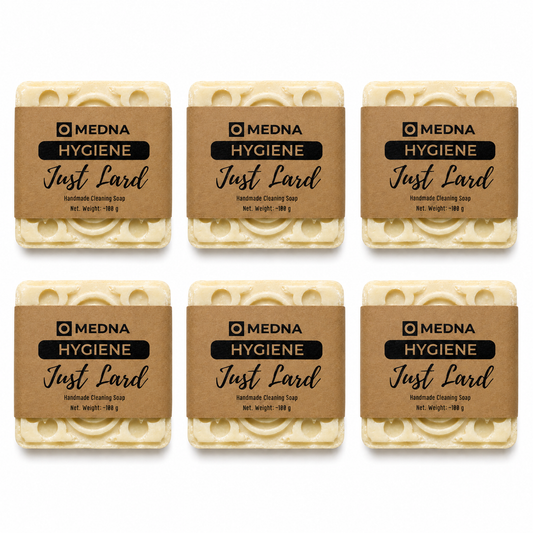 Just Lard by Medna Hygiene, 6-Bar Pack of 100% Lard Handmade Soap