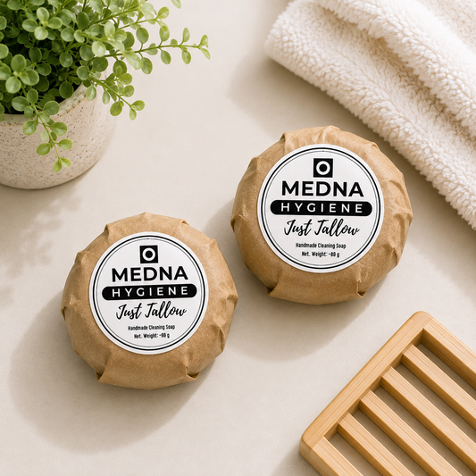 Just Tallow by Medna Hygiene, Twin Pack of 100% Tallow Handmade Round Soap