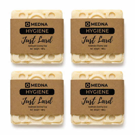 Just Lard by Medna Hygiene, 4-Bar Pack of 100% Lard Handmade Soap