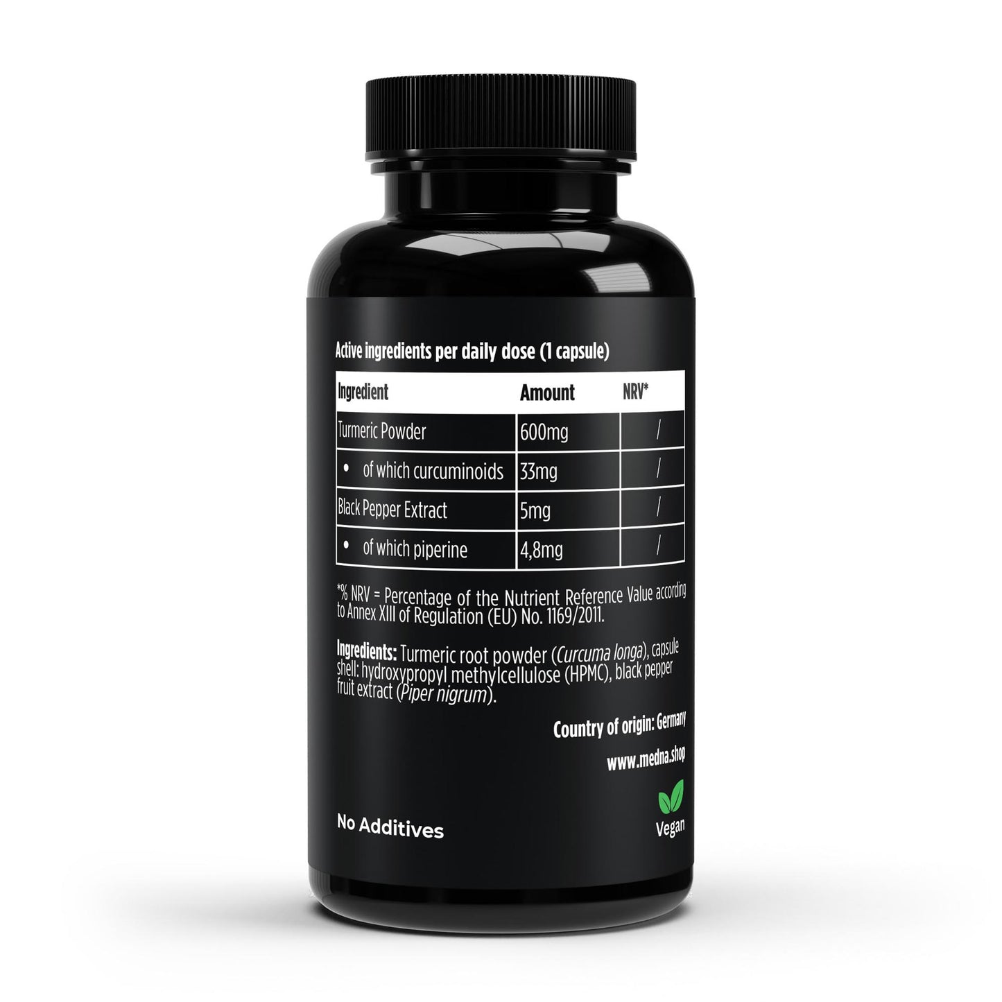 Turmeric + Piperine - Premium Daily Turmeric Formula - 60 Capsules
