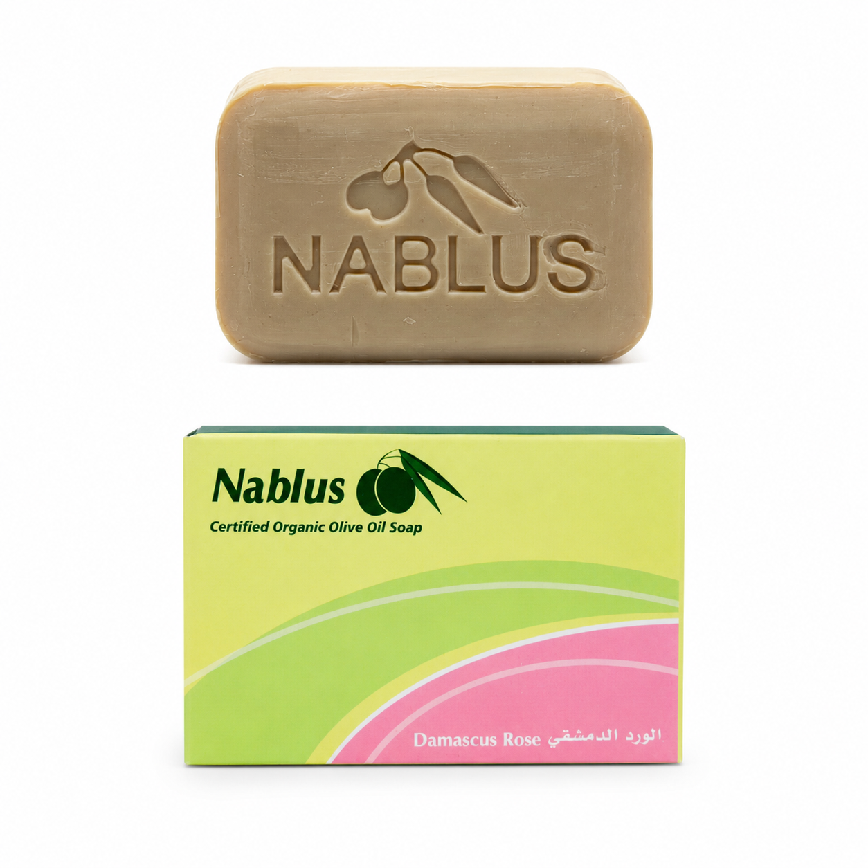 Organic Damascus Rose & Olive Soap by Nablus, Box of 12 - For Timeless Beauty