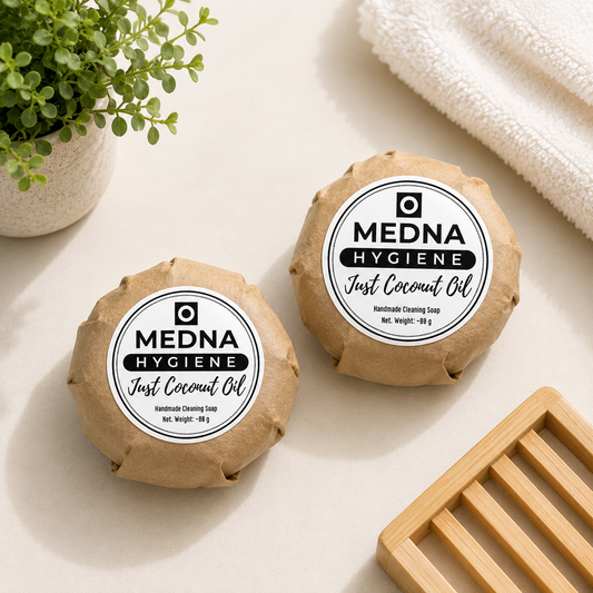 Just Coconut Oil by Medna Hygiene, Twin Pack of 100% Coconut Oil Handmade Round Soap