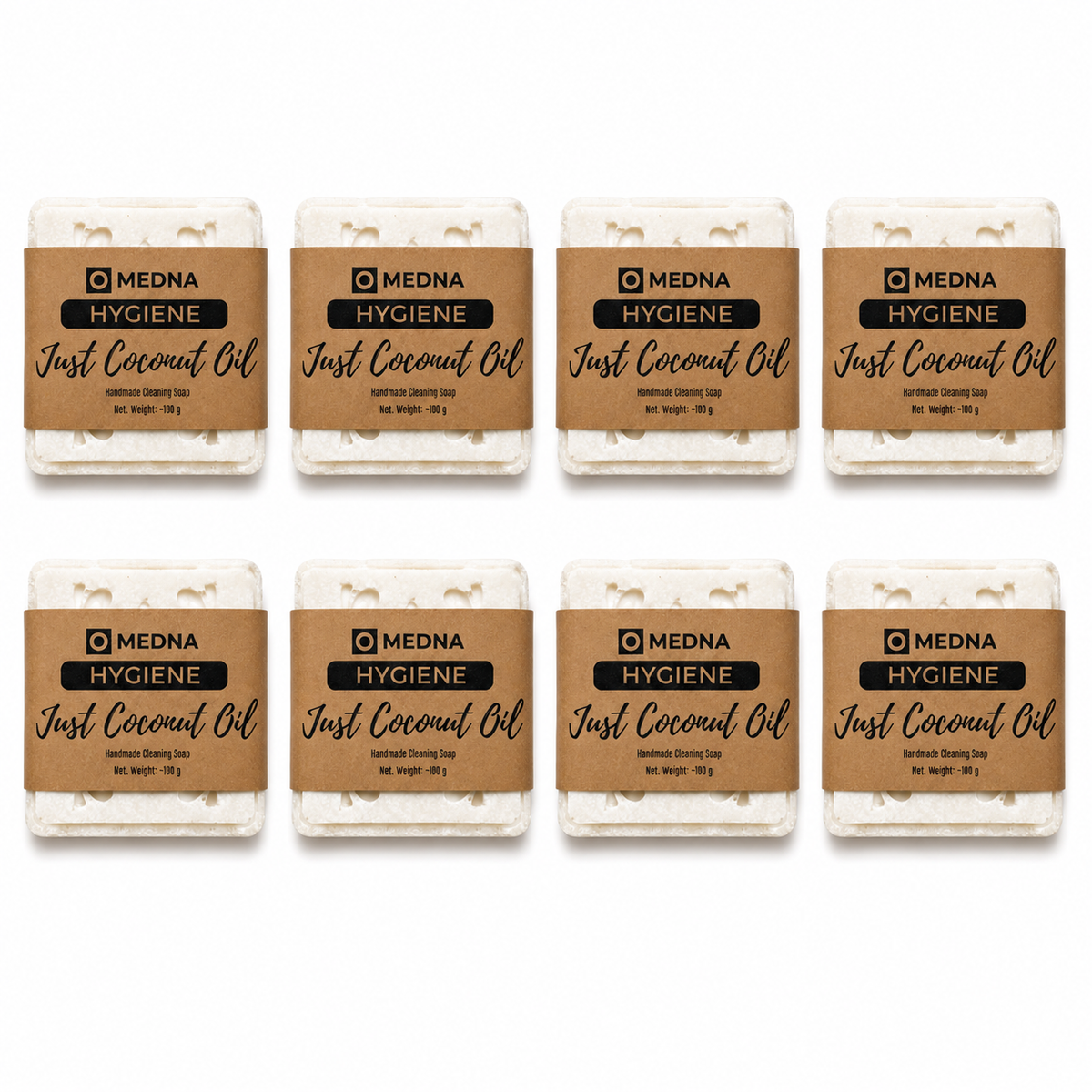 Just Coconut Oil by Medna Hygiene, 8-Bar Pack of  100% Coconut Oil Handmade Soap