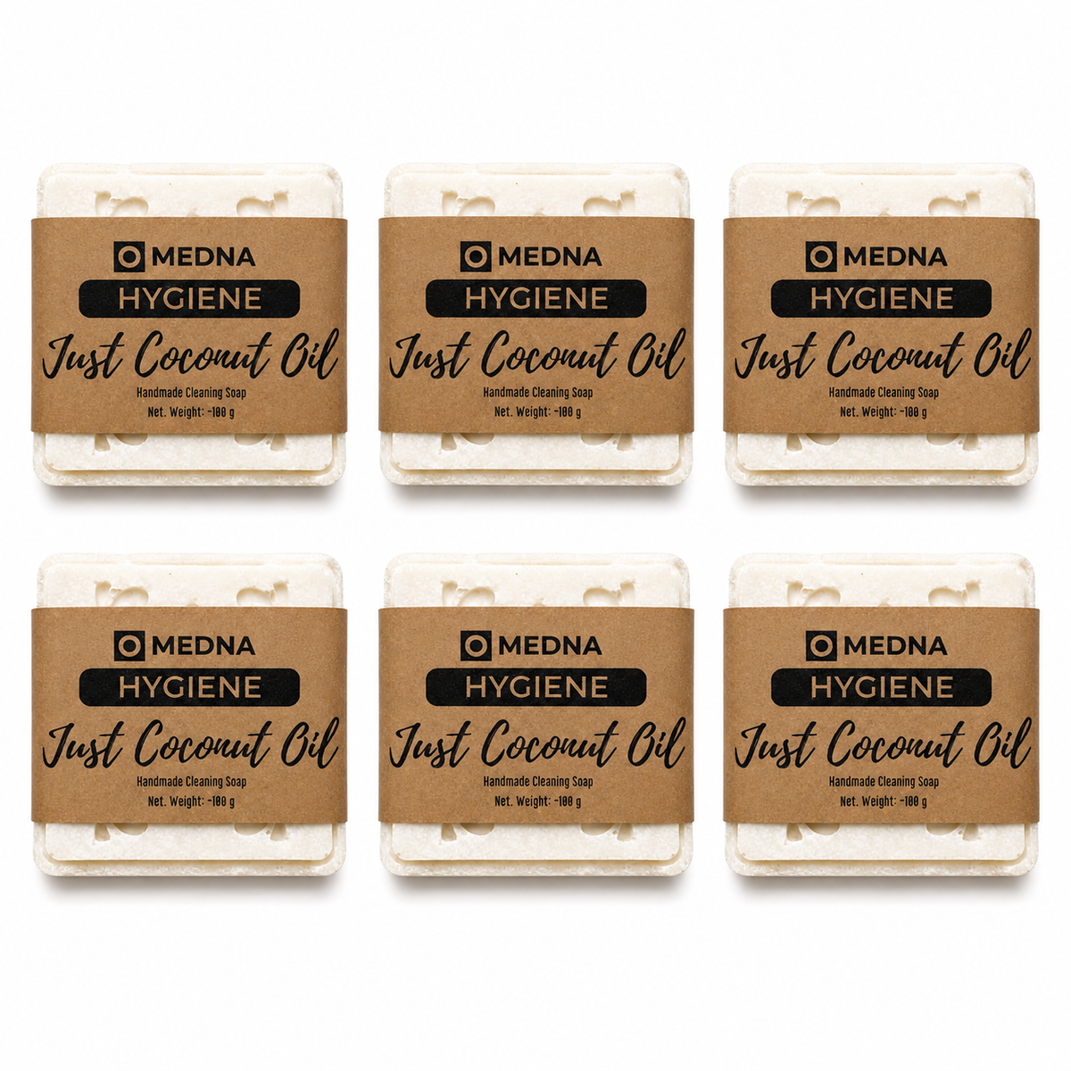 Just Coconut Oil by Medna Hygiene, 6-Bar Pack of  100% Coconut Oil Handmade Soap