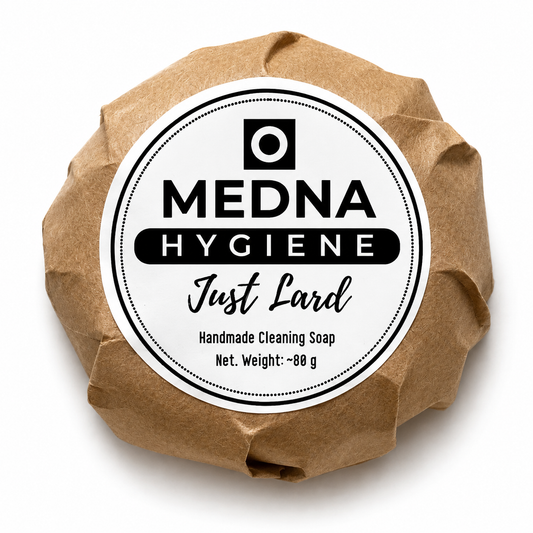 Just Lard by Medna Hygiene, Twin Pack of 100% Lard Handmade Round Soap