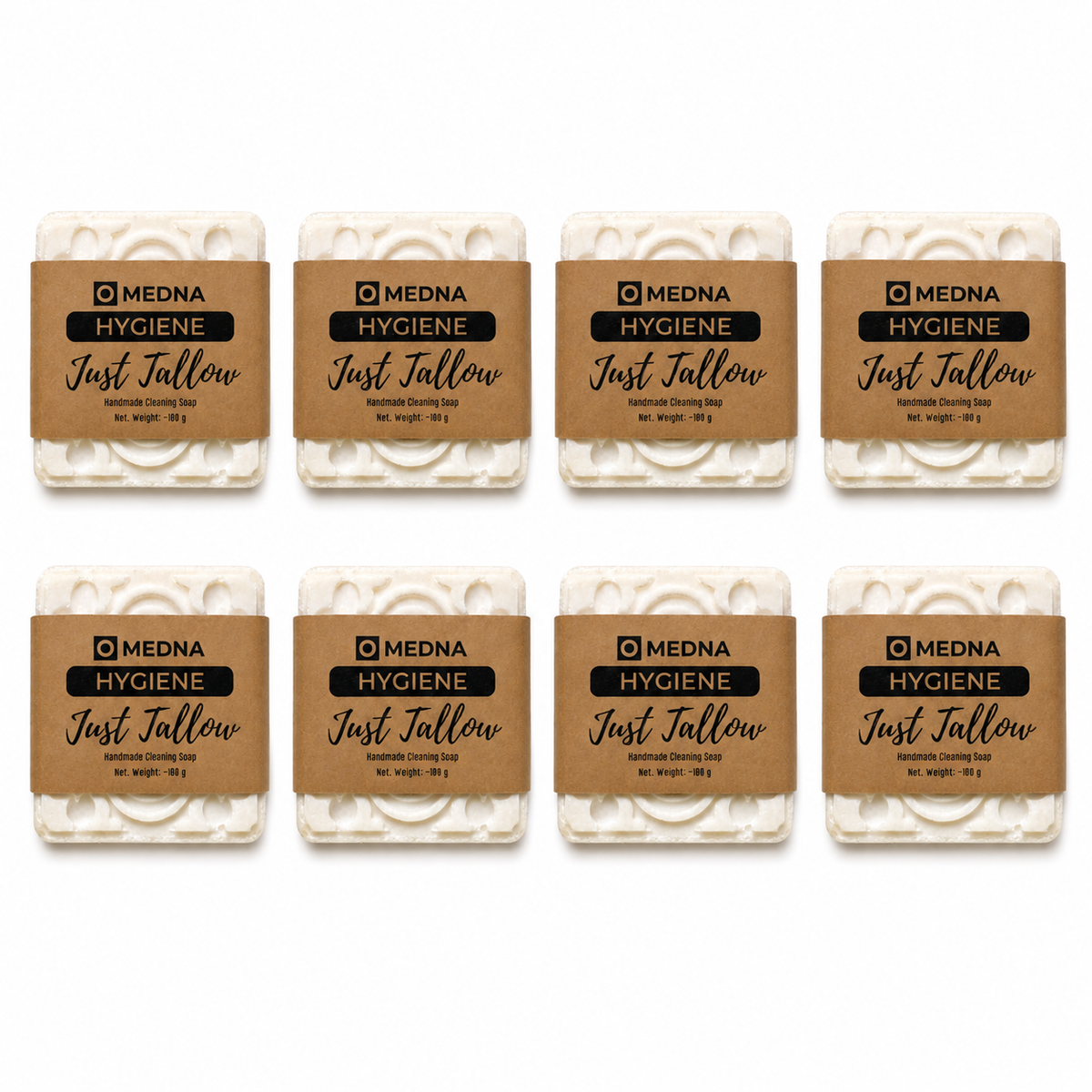 Just Tallow by Medna Hygiene, 8-Bar Pack of 100% Tallow Handmade Soap