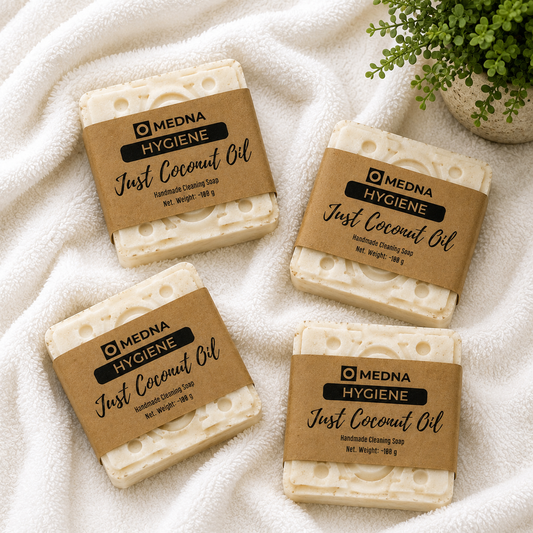 Just Coconut Oil by Medna Hygiene, 4-Bar Pack of  100% Coconut Oil Handmade Soap