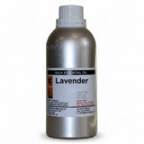Bottle of lavender essential oil on a white background