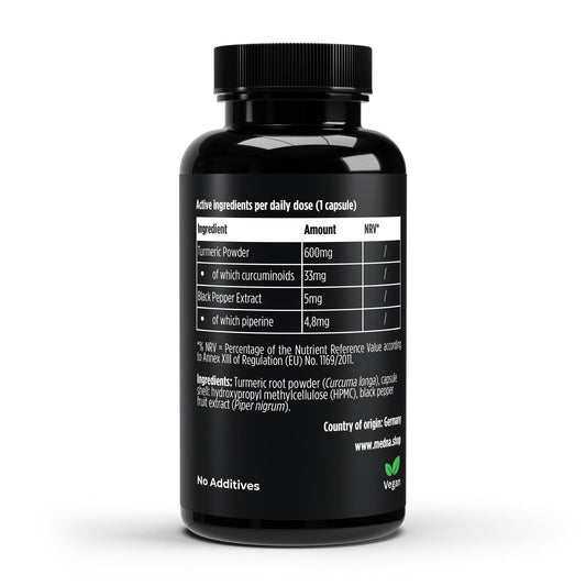 Turmeric + Piperine - Premium Daily Turmeric Formula - 60 Capsules