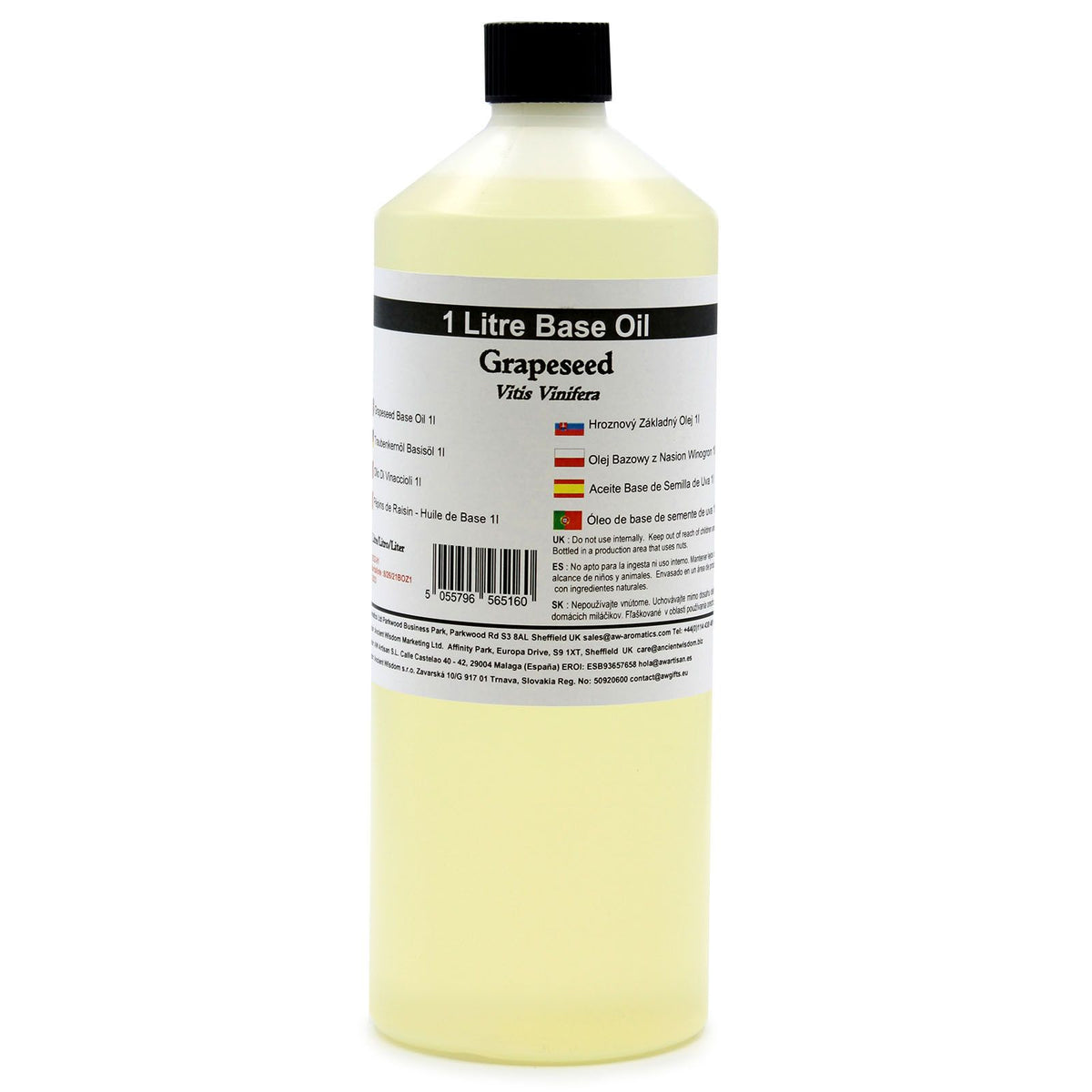 Grapeseed Oil 1 Litre | 100% Pure Cold Pressed Oil for Skincare, Haircare & Soap Making