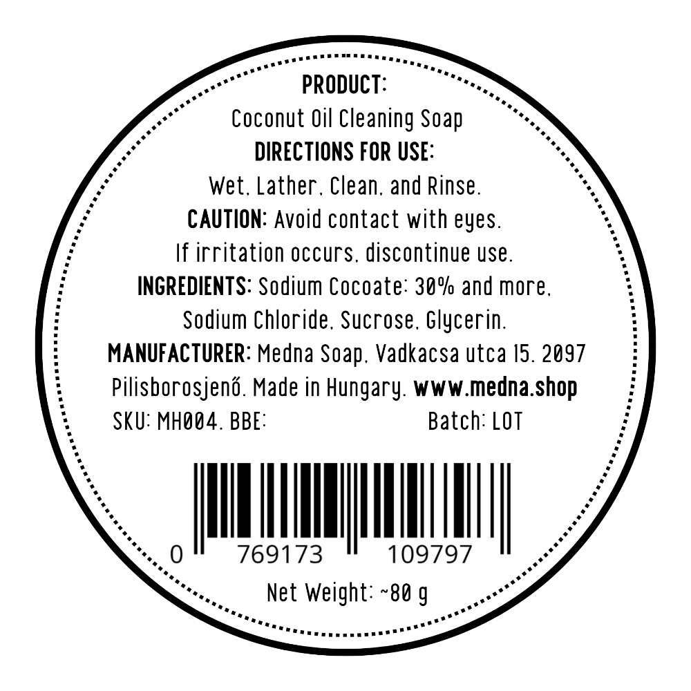 Just Coconut Oil by Medna Hygiene, Twin Pack of 100% Coconut Oil Handmade Round Soap