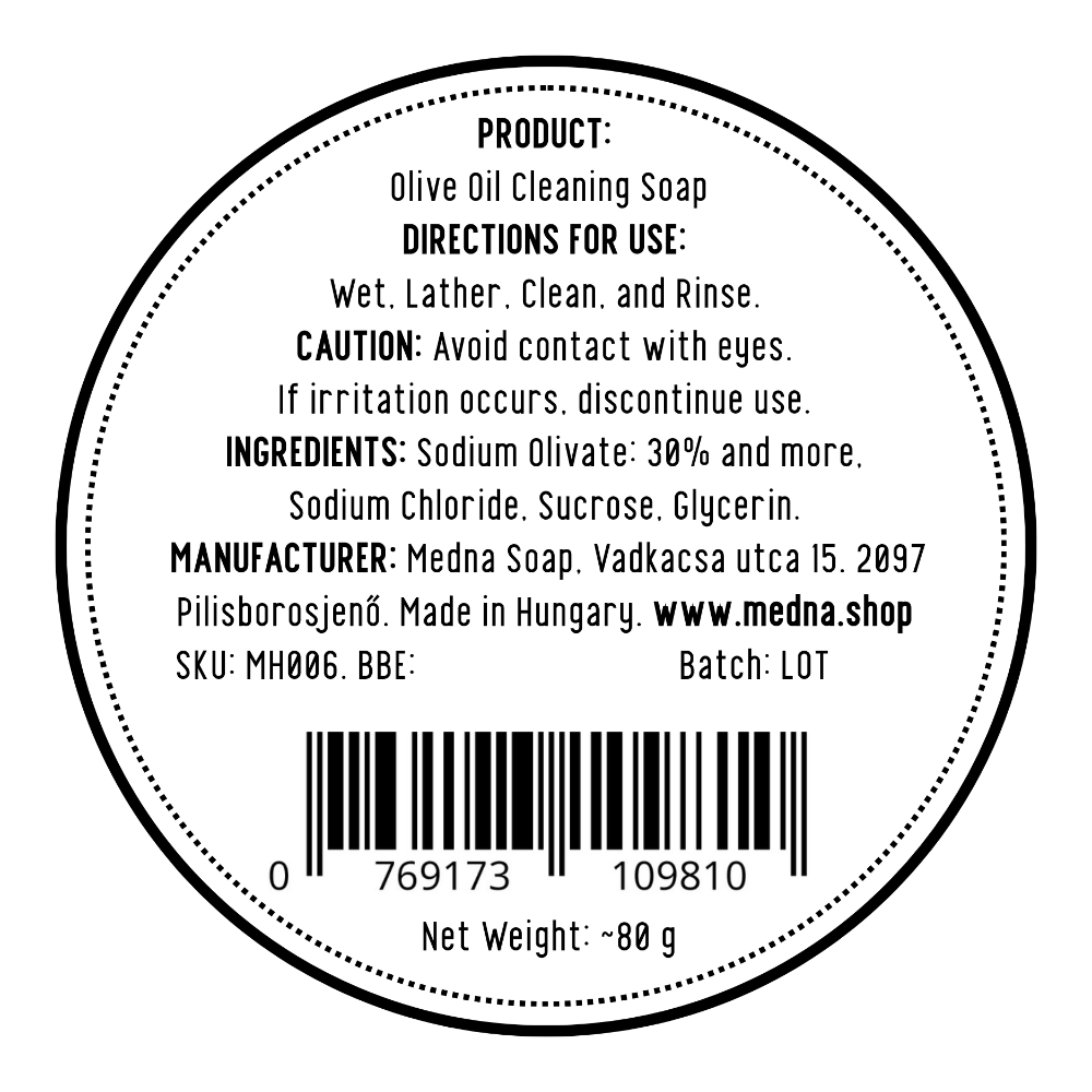 Just Olive Oil by Medna Hygiene, Twin Pack of 100% Olive Oil Handmade Round Soap